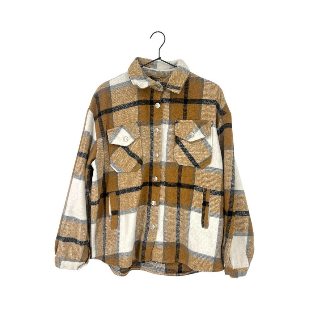 Plaid Button Up Coat | Medium